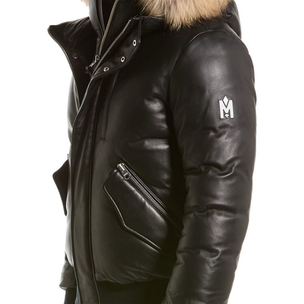 Mackage Glen Leather Down Bomber Jacket - Picture 4 of 5